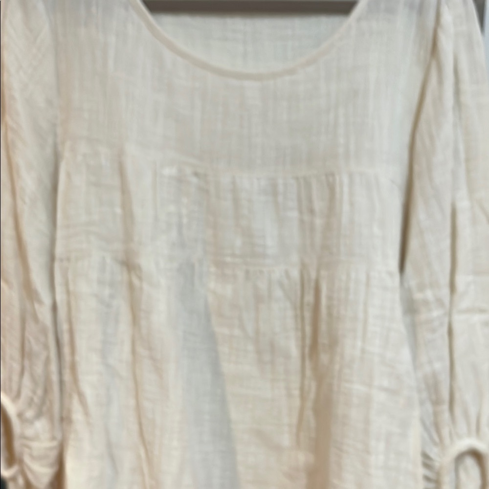 Max Studio Cream Relaxed Ruched Blouse